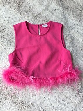 LeLis Pink Feather Trim Top XS BUCKLE